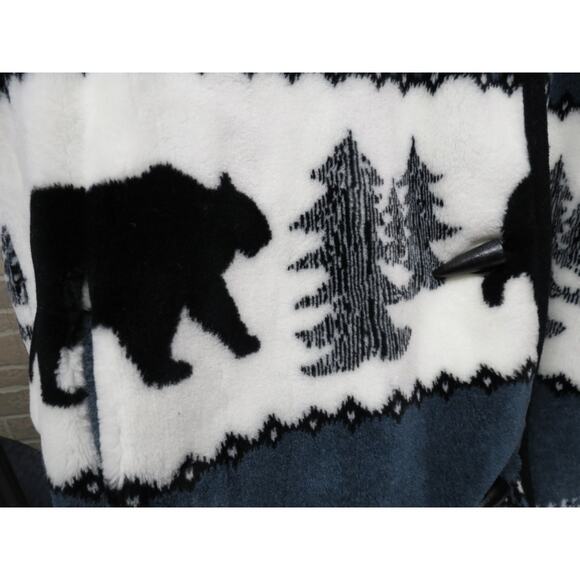 Nordic Lights Sz Large Blue Bear Fleece Reversible Jacket Coat Hooded w/Tags - Picture 2 of 8